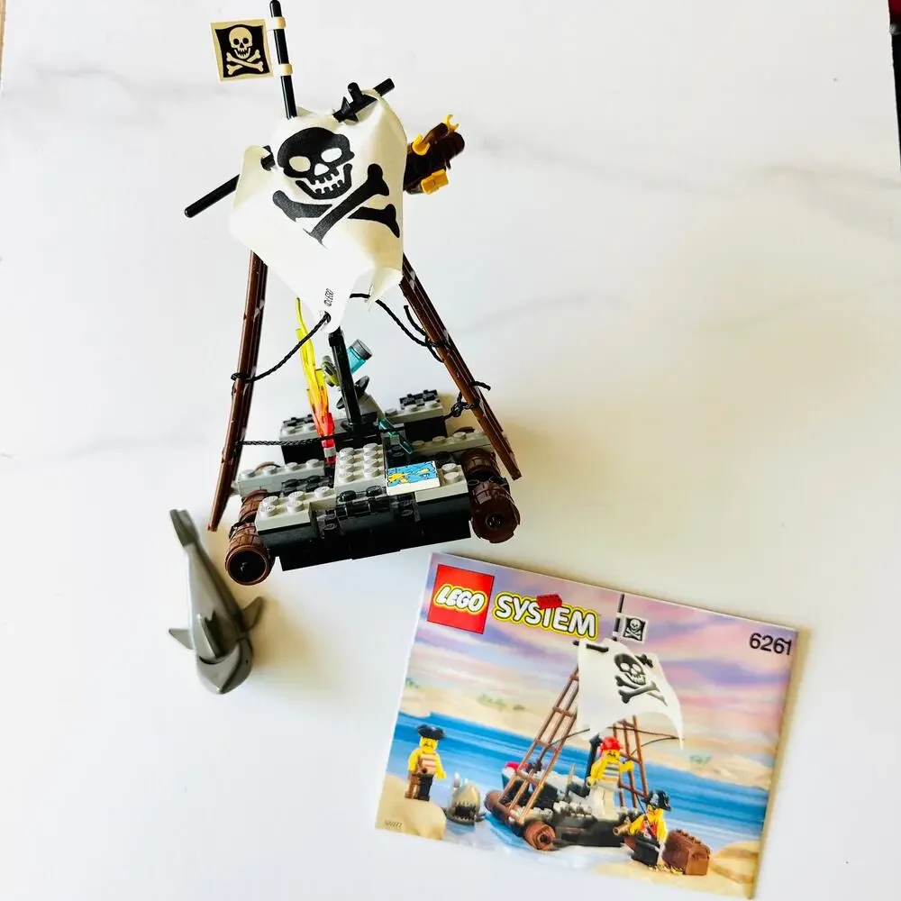 VINTAGE LEGO System Pirates Raft Ship Raiders Set Shark Monkey 6261